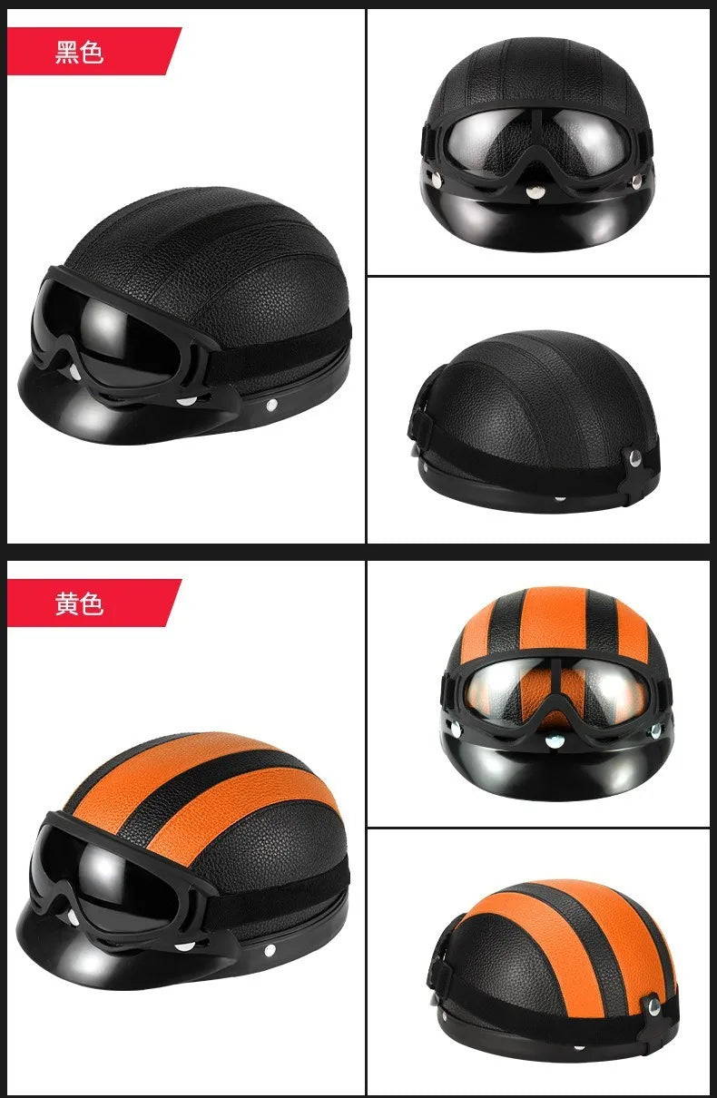 New style safety helmet motorcycle headgear all seasons universal for men and women, warm in autumn and winter,retro half helmet
