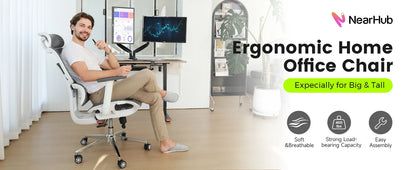 Office Ergonomic Chair for Big and 6'5" Tall Max,400Lbs Computer Desk Heavy-Duty Office Gaming Chair with High-Back Design EC20