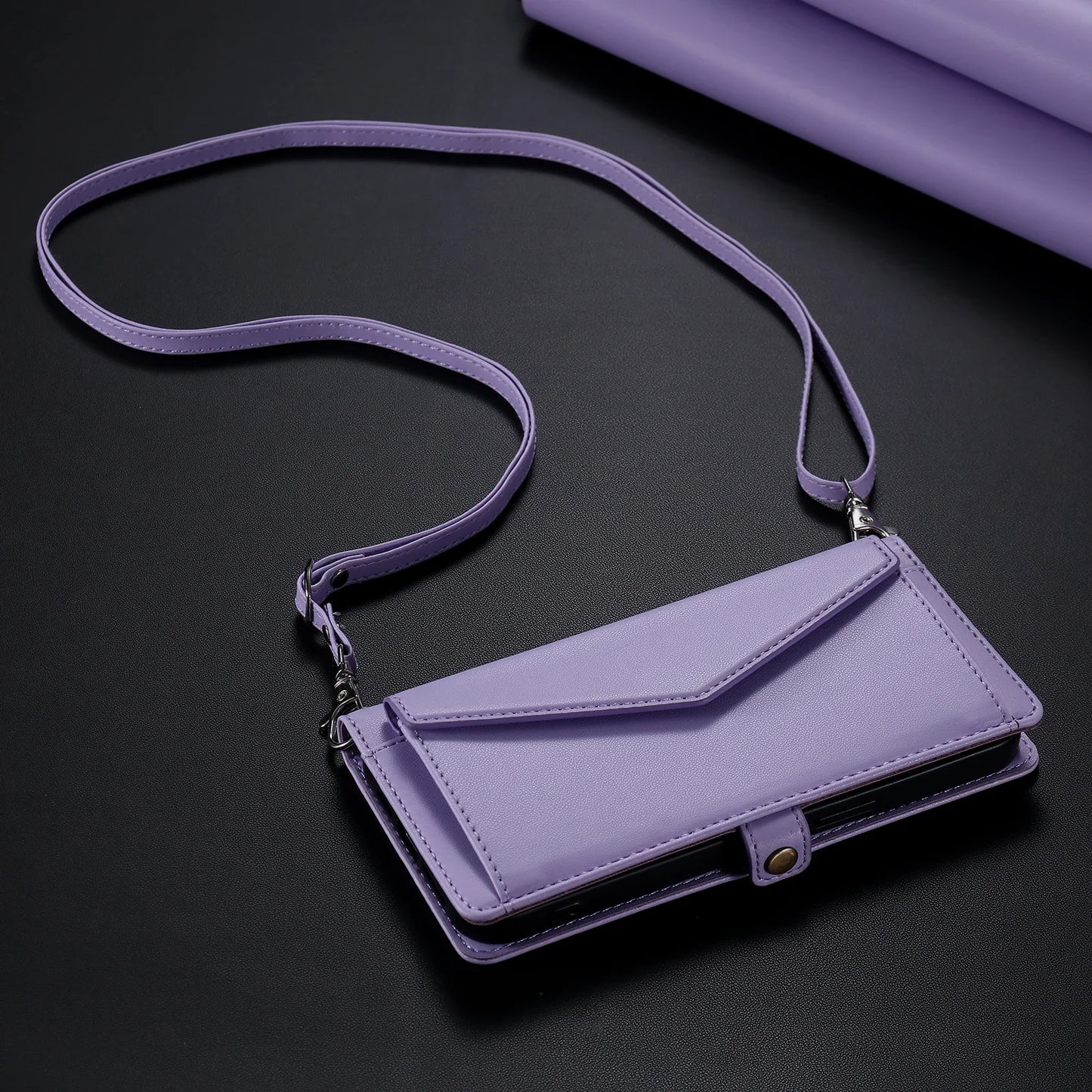 Crossbody Leather Wallet Case For iPhone17 16 Pro Air 16E 15 14 13 12 11 Pro Max XS XR SE 8 7 Card Solt Pocket Shoulder Cover