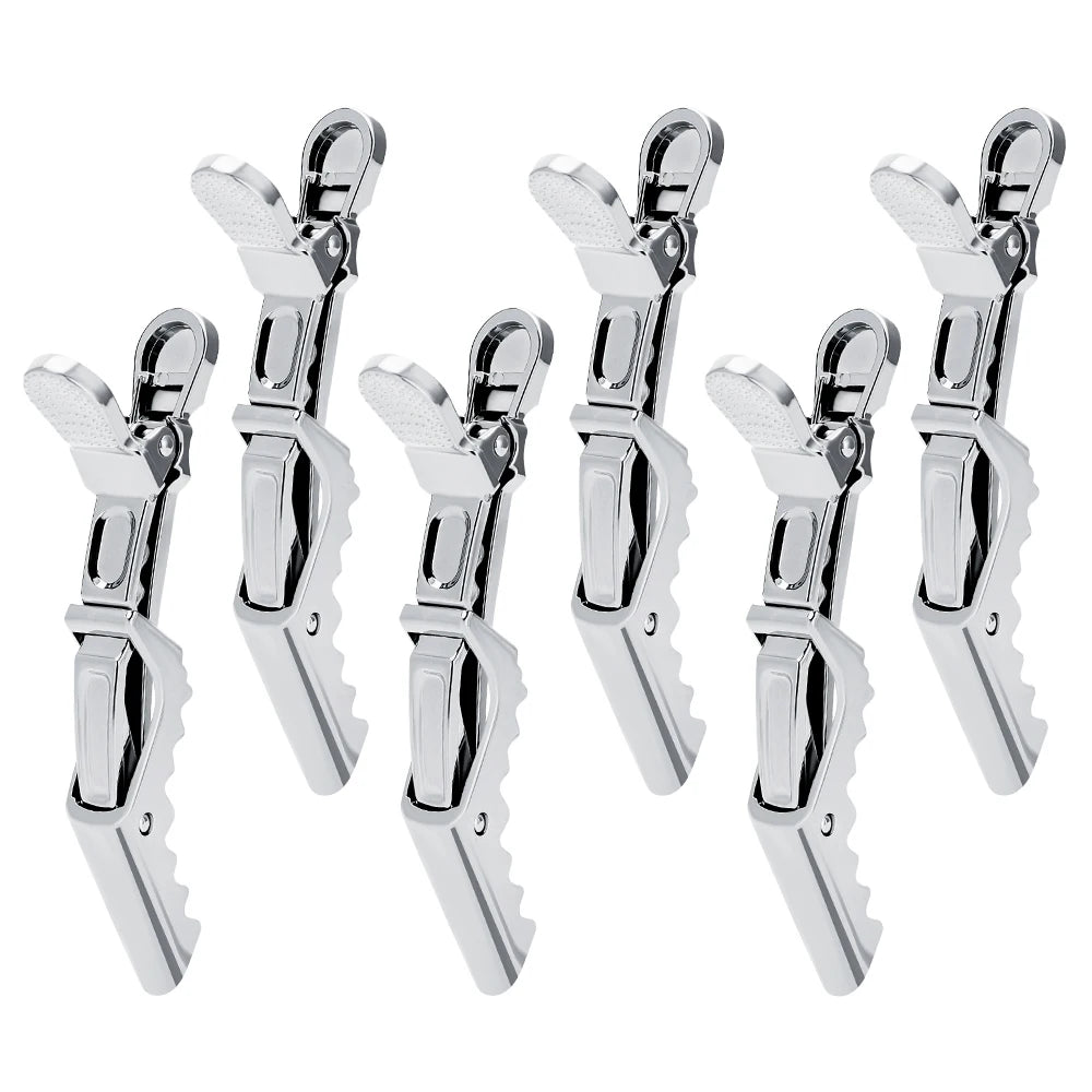 6pcs Crocodile Clip Plating Professional Hairdressing Perm Positioning Non-slip Clip Durable Portable Barber Shop Styling Tools