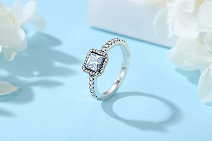 Original 925 Sterling Silver Ring Love Heart Pave CZ Crystal Stackable Rings For Women Wedding Engagement Birthday Gift Jewelry