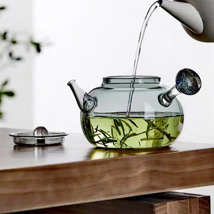 Exquisite 750ml Starry Sky Pattern Side Handle Glass Teapot With Hole Filter Brewing Green Tea Pot Kungfu Tea Set