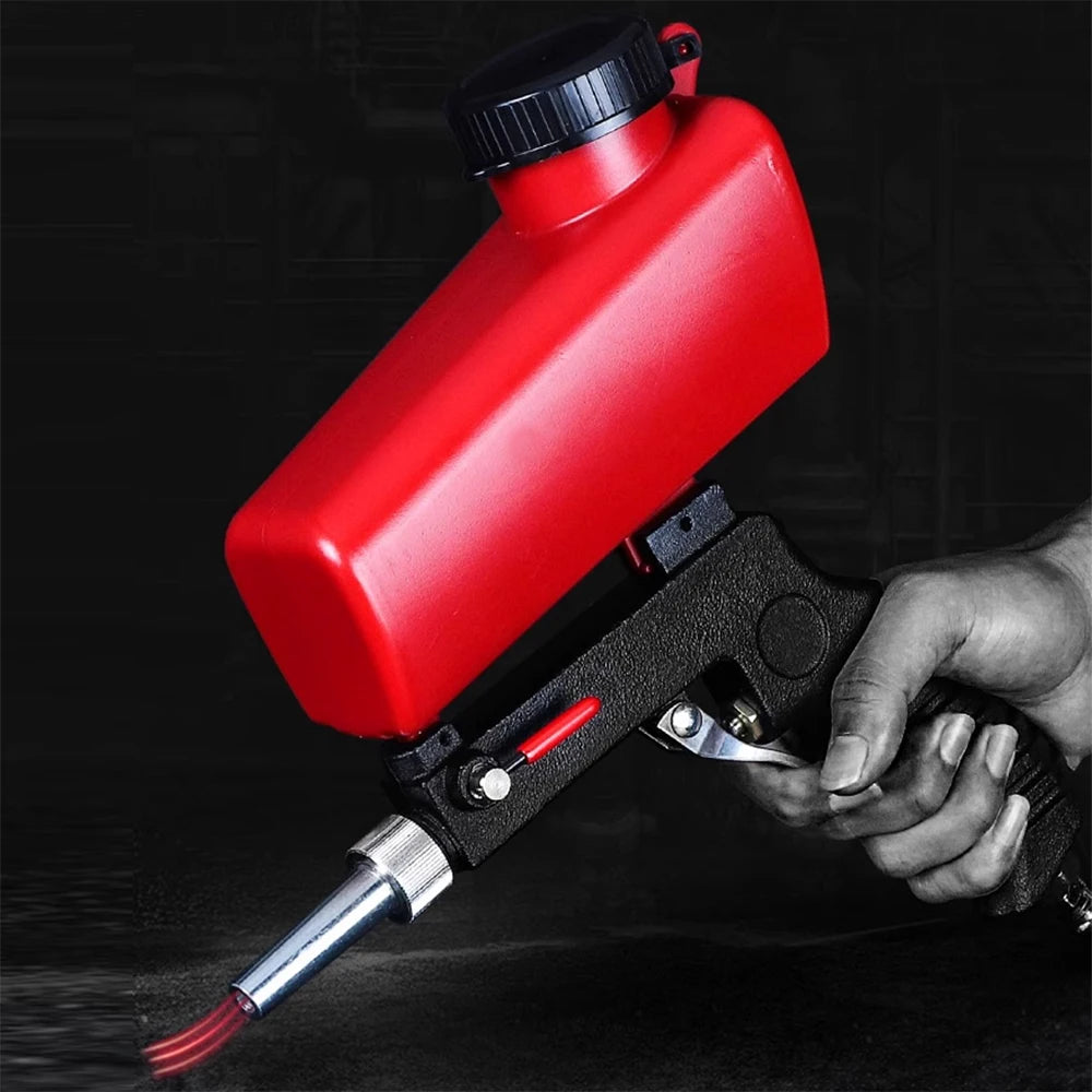 90psi Pneumatic Sandblasting Gun Kit - Adjustable Portable Sand Blaster with Gravity Feed for Continuous Paint Removal & Surface