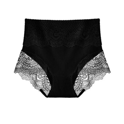 New Women's Cotton Underwear High Waist Antibacterial Panties Sexy Lace Seamless Tummy Briefs Ladies Triangle Shorts Large Size