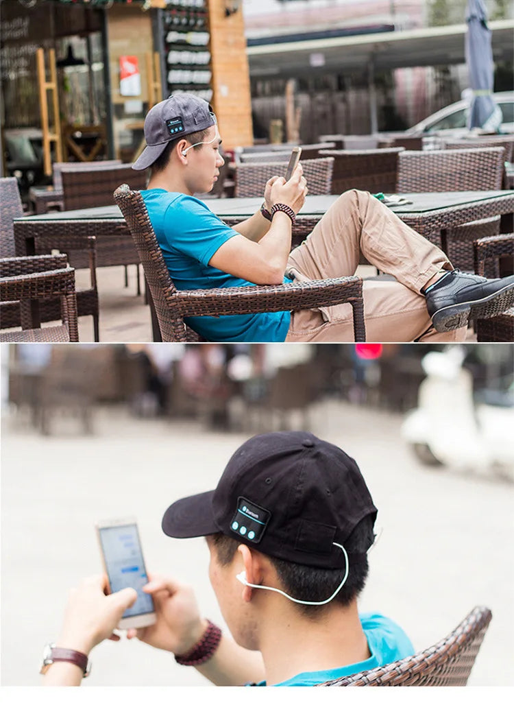 Outdoor Sports Baseball Cap with Visor Wireless Bluetooth Hands-free Music Headphone Hat