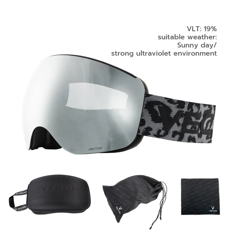 VECTOR OTG Ski Snowboard Goggles Women Men Skiing Eyewear UV 400 Snow Protection Glasses Adult Double Spherical Mirror Magnetic