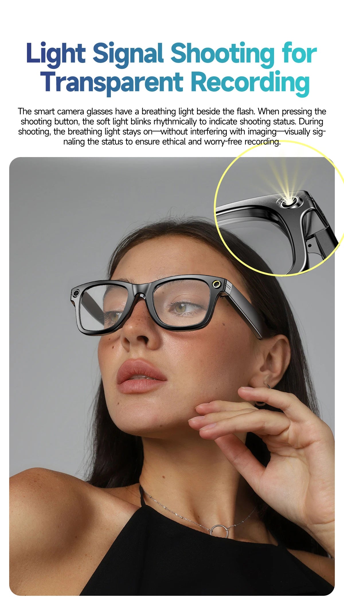 New Smart Glasses 8MP HD Camera AI Glasses Camera Photo Video Recording Translation Waterproof Anti-blue Camera Glasses Man Wome