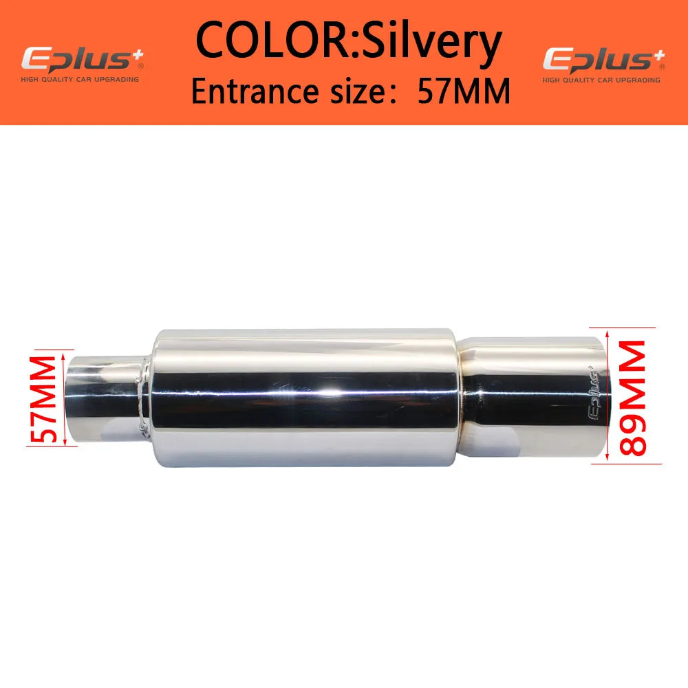 EPLUS Car&Motorcycle Exhaust Pipe Muffler Tail Pipe Universal High Quality Stainless Steel 51 57 63MM Exhaust End Output 89MM