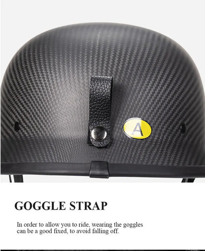 Bright Black Real 3K Carbon Fiber Helmet Retro Men's Motorcycle Helmet German Style Soldier Helmet Retro Cruiser DOT ECE