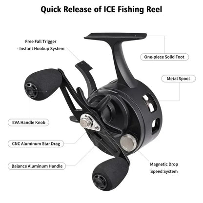 New Gear Ratio 3.2:1 Ice Fishing Reel Large Diameter Spool Built-in Free Spool Metal Spool Smooth Lure Fishing Equipment