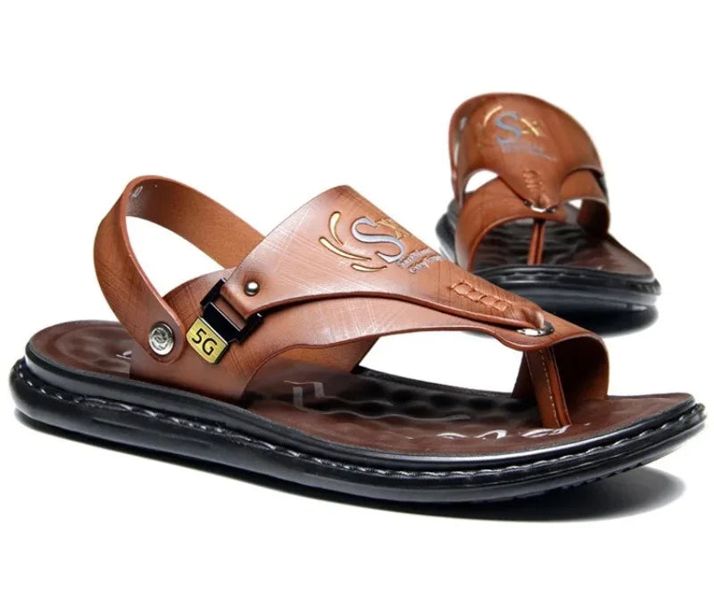 Sandals for Men High Quality Cow Leather Sandals Outdoor Casual Sport Sandals Anti Slip Beach Slippers for Men Summer Slippers