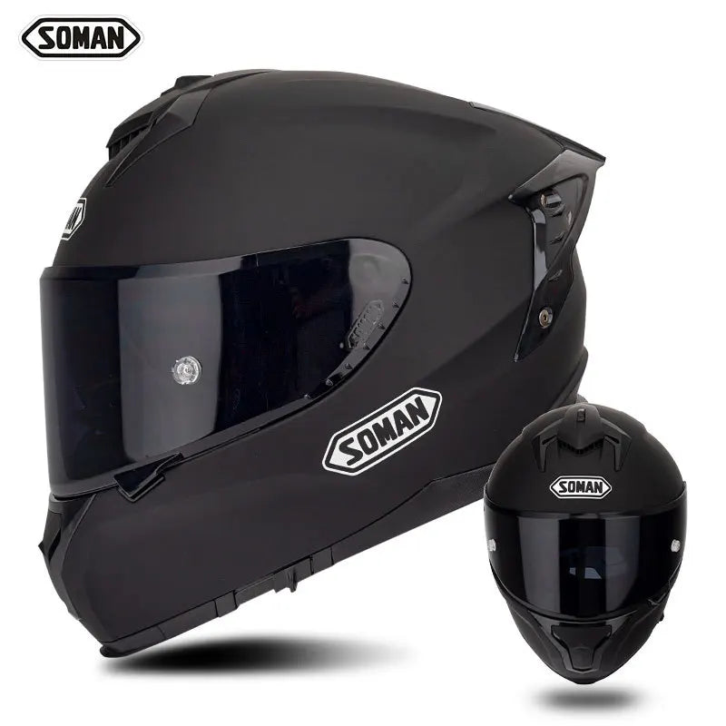 SOMAN ECE Motorcycle Helmet Adjustable Double Lenses Full Face Helmet Motocross Head Protection Anti-Fall Biker Motorbike Helmet
