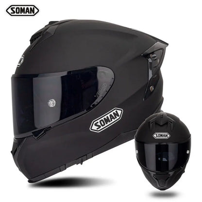 SOMAN ECE Motorcycle Helmet Adjustable Double Lenses Full Face Helmet Motocross Head Protection Anti-Fall Biker Motorbike Helmet