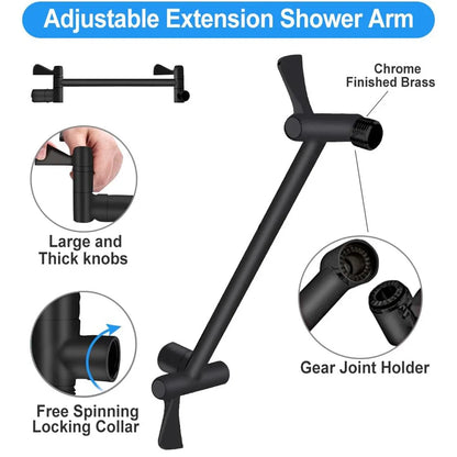 12 Inch Rain/Rainfall Shower Heads 3+1 Settings Top Spray Wall-Mount Shower Set with Extension Arm Handheld Top Spray Showerhead