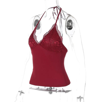 2025 New Fashion Tank Top Sexy Lace Backless Women Tops Strap Tank Top Sexy Women Clothing m