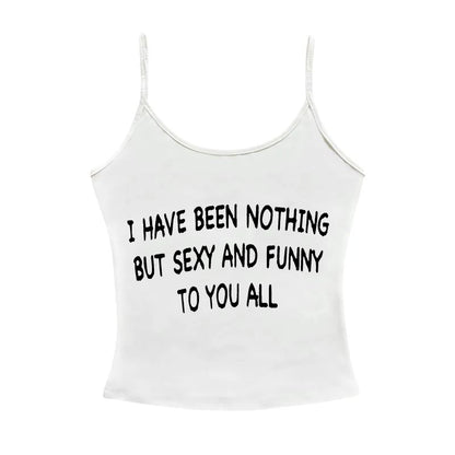 Japanese 2000s Style Y2k Crop Top Sexys T-shirt Vintage Goth Letter Summer Woman Korean Popular Streetwear Tanks & Camis Clothes