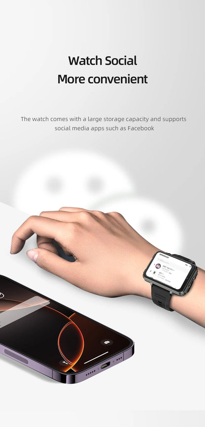 VP999 Ultra Large Screen Smart Watch 4G Dual Camera 64GB Face Recognition Unlock 1400mAh Maps 2.4 inch Touch Screen Smartwatch