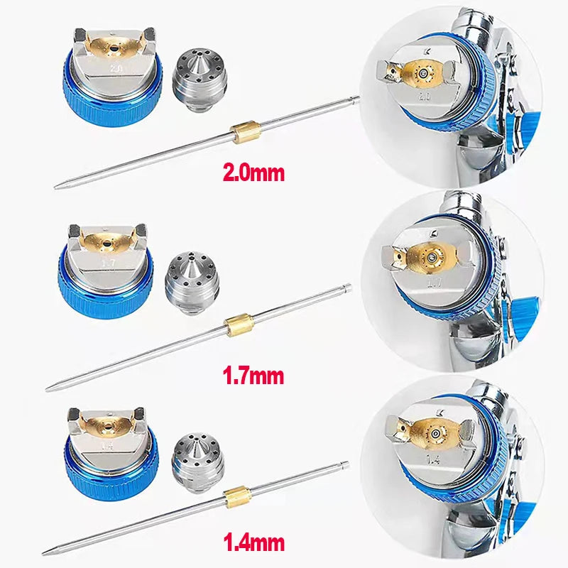 HVLP Spray Gun Adjustable Metal Atomizing Spray Gun for Painting Aerograph Cars Tool Flow Control Sprayer Paint Airbrush Set