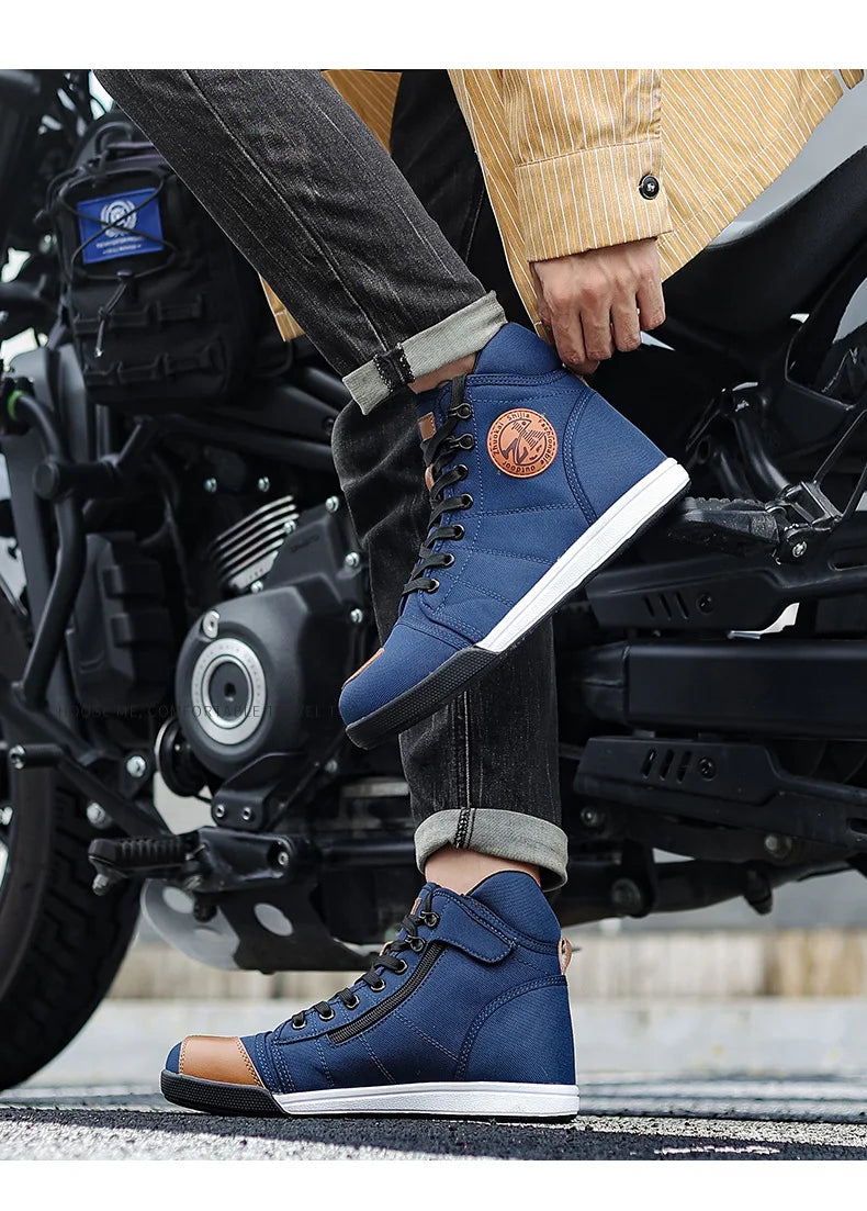 Motorcycle Shoes Men Riding Boots Casual Flat Shoes Anti-collision Toe Heel Protection Outdoor Cycling Motobike Sports Sneakers