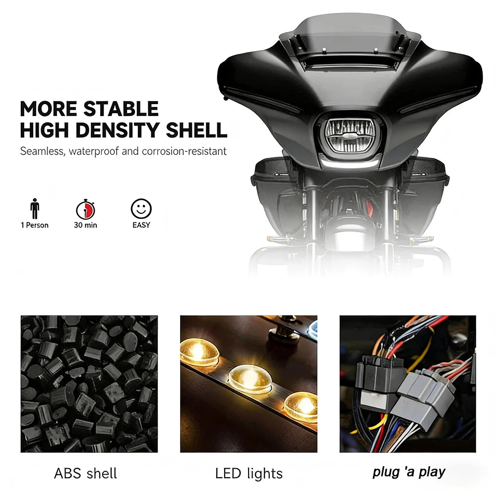 2024 2025 New Motorcycle GOAT-E LED Fairing Light Chrome Amber/White For Harley CVO Electra Street Glide Ultra FLHXU FLHX FLHXSE