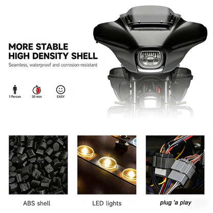 2024 2025 New Motorcycle GOAT-E LED Fairing Light Chrome Amber/White For Harley CVO Electra Street Glide Ultra FLHXU FLHX FLHXSE