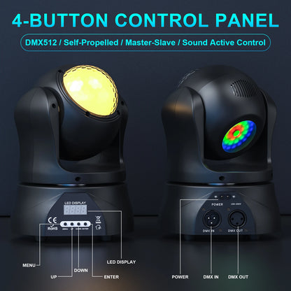 DayFlicker 30W Double-sided RGBW 4 in 1 Lamp Beads Mini Moving Head Light DMX512 Voice Control 15 CH For DJ KTV Party Banquet