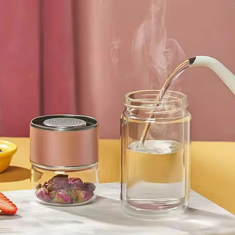 High Borosilicate Glass Tea Water Bottle Double Layer Infuser Tumbler with Tea Filter Drinkware Water Cup for Brewing Bottle