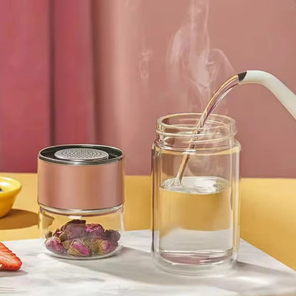 High Borosilicate Glass Tea Water Bottle Double Layer Infuser Tumbler with Tea Filter Drinkware Water Cup for Brewing Bottle
