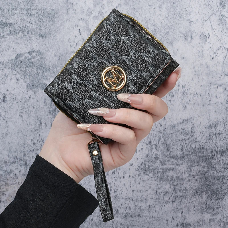 New style women's wallet, short, European and American PU high-end coin purse, printed, multi-card slots, small wallet, money cl