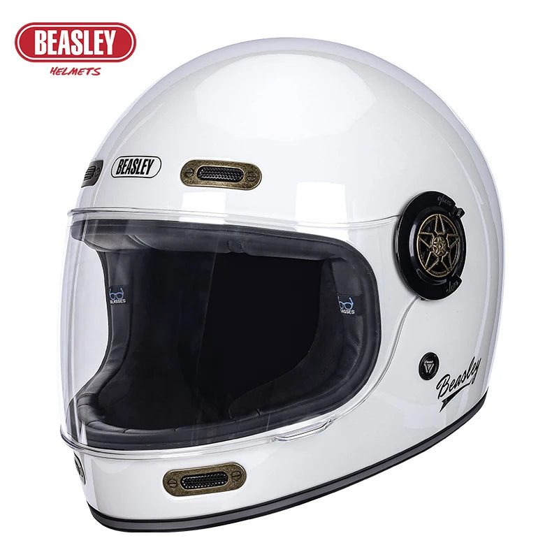 BEASLEY Retro Helmet Men's Women's Cruise Motorcycle Fiberglass Full Helmet Carbon Fiber Motorcycle Helmet DOT Certification