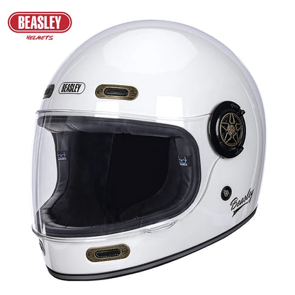 BEASLEY Retro Helmet Men's Women's Cruise Motorcycle Fiberglass Full Helmet Carbon Fiber Motorcycle Helmet DOT Certification