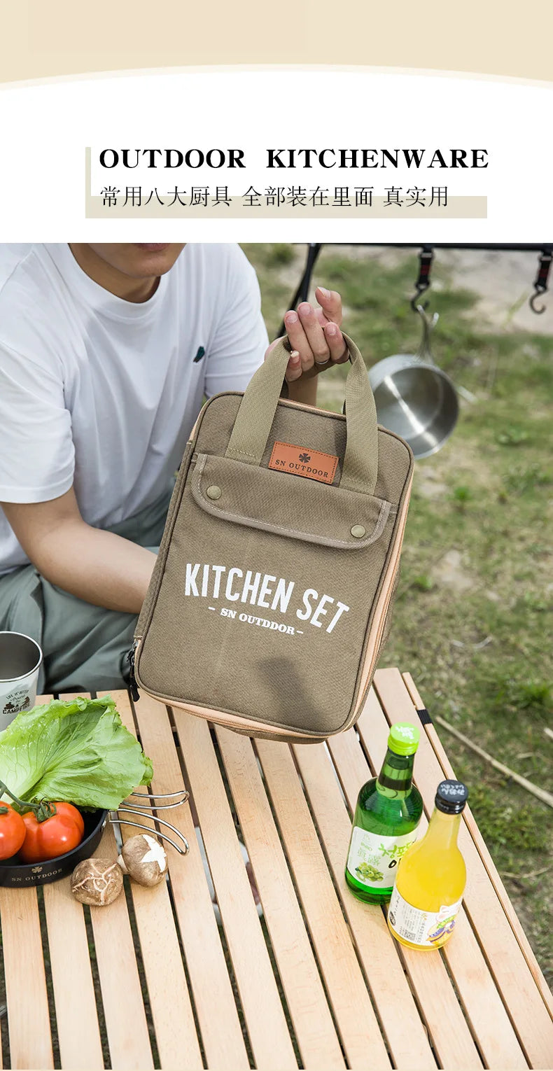 Outdoor Camping Kitchenware 8-Piece Set Comes with A Full Set of Thickened Cookware Storage Kit Cutlery Camping Supplies Tools