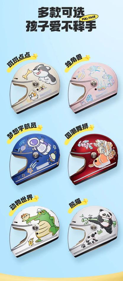 Children's Anti Fall Helmet Cute Cartoon Motorcycle Helmets Electric Bike Helmet Children's Moto Helmets Riding Full Helmet