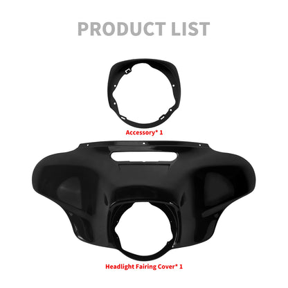 Motorcycle Front Headlight Fairing With LED Light Batwing Outer Cowl Cover For Harley Touring Street Electra Glide Ultra 2014-24