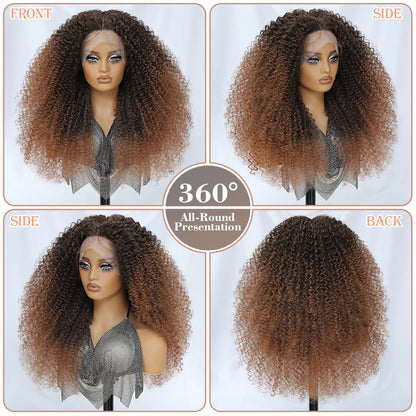 Lace Front Wigs 24 Inch Synthetic For Afro Women Chocolate Brown Lace Front Wigs For Female Curly Lace Front Wigs With Baby Hair
