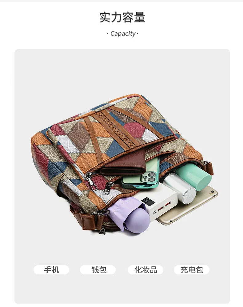 Women's Elegant Vintage Crossbody Bag Trendy HandBag Fashion Multi-pockets Shoulder Bag All-match Retro Crossbody Bag for Daily