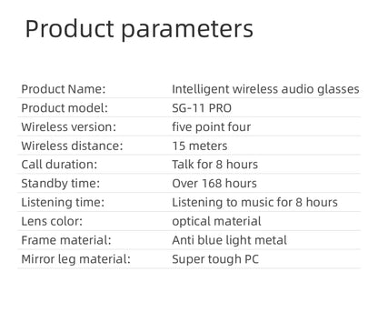 SG11 PRO Sunglasses Smart Wireless Bluetooth Glasses for Fashion Anti-Blue Light Glasses with Music Playback And Phone Answering