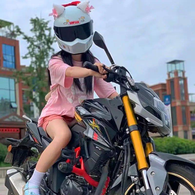 Motorcycle Helmet Cat Ears Decoration Cute Plush Stickers Motocross Helmet Full Face Off Road Helmet Decor Cosplay Styling