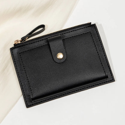 Minimalist and Fashionable Women's Short Card Bag Ultra-Thin Mini PU Leather Zero Wallet Women's Credit Card Holder Wallet