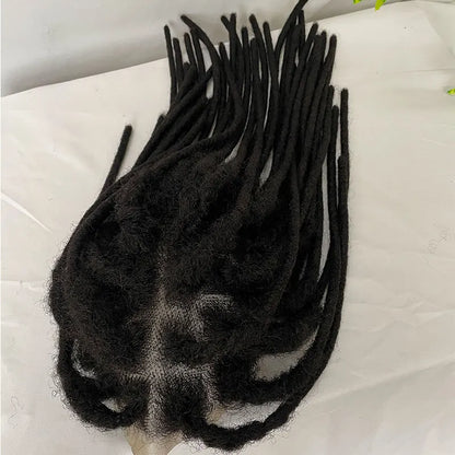 Human Hair Transparent Full Lace Base Afro Dreadlock Extensions Toupee For Men/Women 0.6cm Loc Extensions Human Hair Dreadlock1B