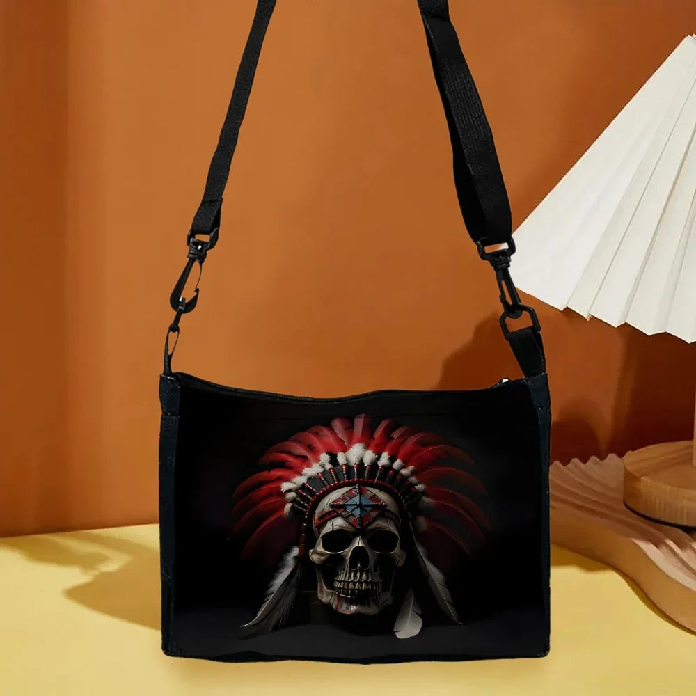 Stylish Skull Print Crossbody Bag Shoulder Bags Large Capacity Women Handbag Portable Storage Bag Messenger Bag Gift