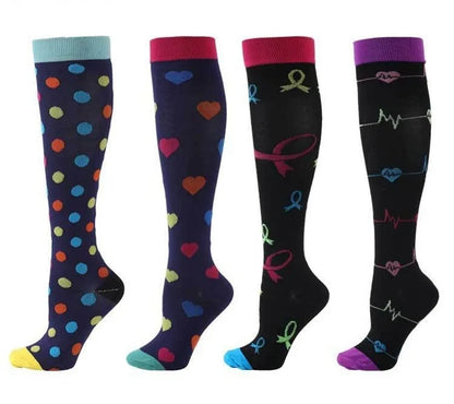 4 Pairs of Compression Socks Men Women Medical Varicose Veins Nursing Socks For Outdoor Running Pregnant Sports Socks