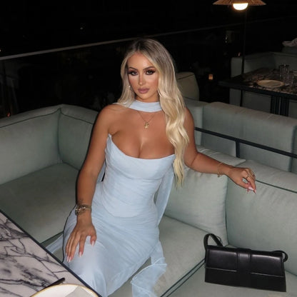 Mingmingxi Summer Sleeveless 2 Piece Sets Womens Outfits Elegant Formal Events Wedding Guest Dresses Sexy Cropped Top and Skirt