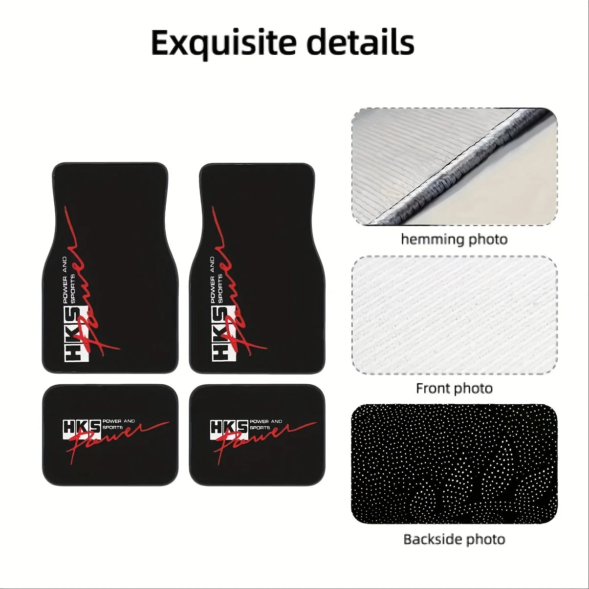 4pcs- Car Floor Mats With HKS POWER AND SPORTS Logo And Vibrant Color Prints, Car Interior Upgrades, Eye-Catching Patterns, High