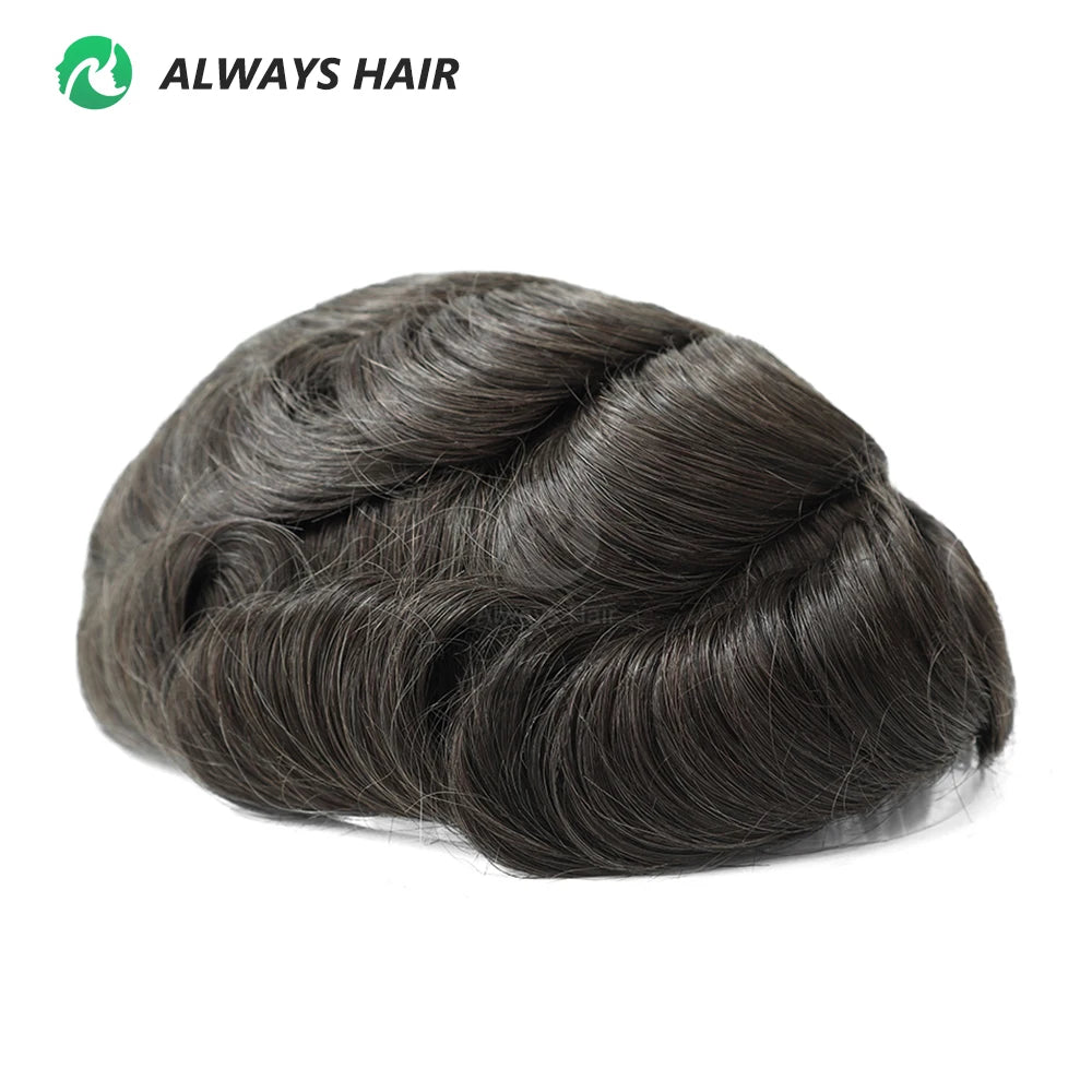 I SKIN Men's Capillary Prothesis 0.12-0.14mm Indian Human Hair 130% Hair Density Men Toupee 6x8 6x9 7x9 7x10 8x10 Size Wig Man