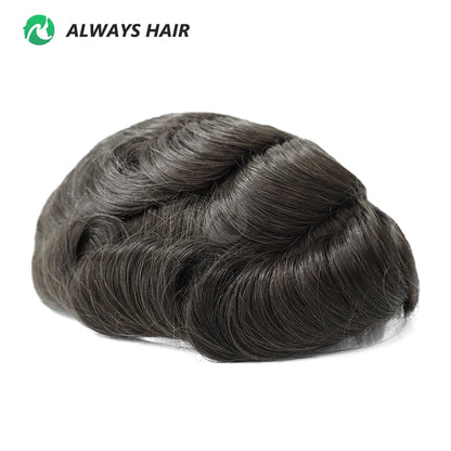 I SKIN Men's Capillary Prothesis 0.12-0.14mm Indian Human Hair 130% Hair Density Men Toupee 6x8 6x9 7x9 7x10 8x10 Size Wig Man