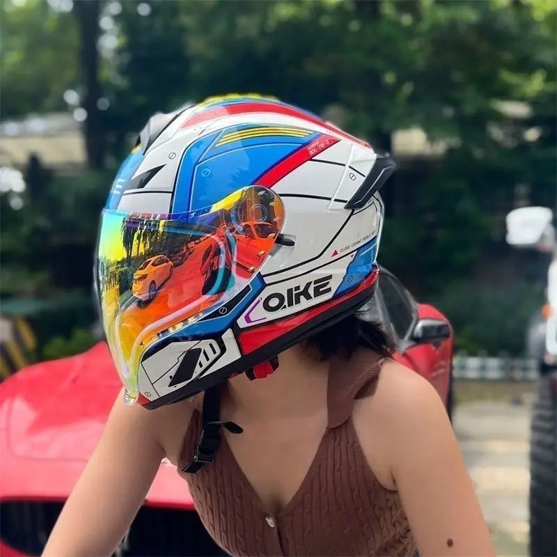 Qike FP02 Motorcycle Helmet Flip Up Helmet Qike FP02 Visor QIKE Prats Dual Visor Casque Moto Street Bike Long Visor Casco Moto