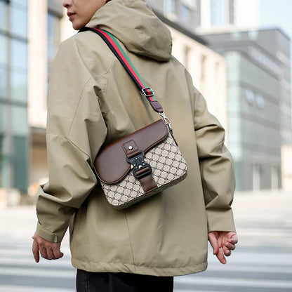 Fashionable Jacquard Pattern Men's Crossbody Bag High-End Casual Shoulder Bag for Commuting Business Waterproof Daily Sling Bag