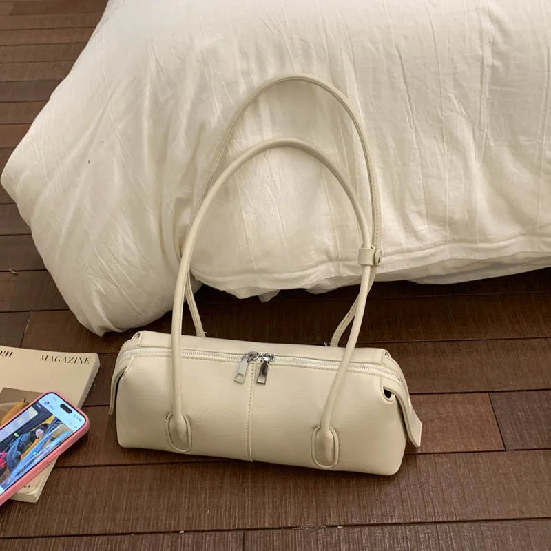 MOODS Retro Underarm Shoulder Bags For Women PU Leather Pure Color Commute Satchel Bag 2025 Winter New Luxury Designer Handbags