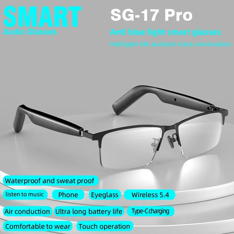 SG-17 Pro 2025 New Bluetooth Smart Glasses Anti-Blue Light Sunglass Music Player Voice Assistant Outdoor Sports Smart Sunglasses
